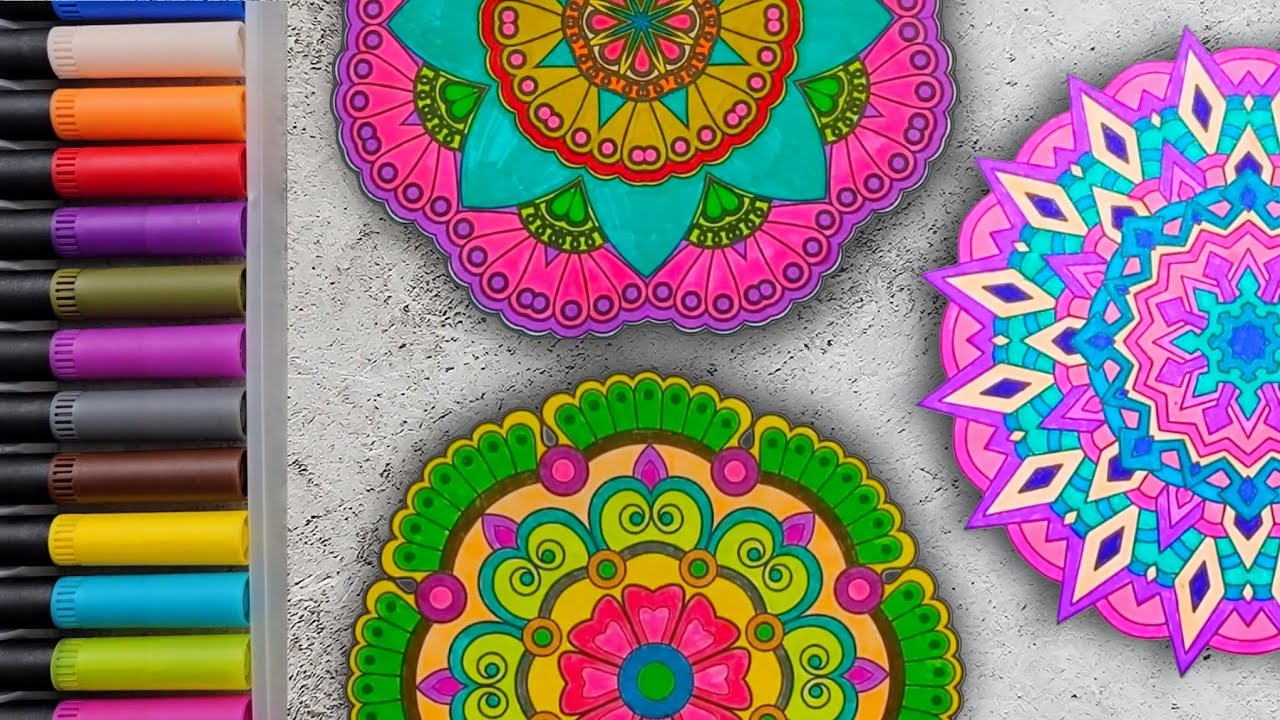 Triple Vibrant Bloom 🌸 3 Stunning Mandalas | Relaxing ASMR Meditation & Coloring