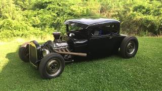 1929 FORD MODEL A 5 WINDOW COUPE CHOPPED CHANNELED HOT ROD