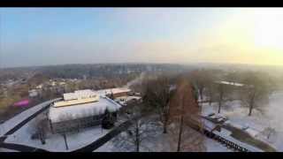 Ellington Agriculture Center in Snow (Aerial Footage)