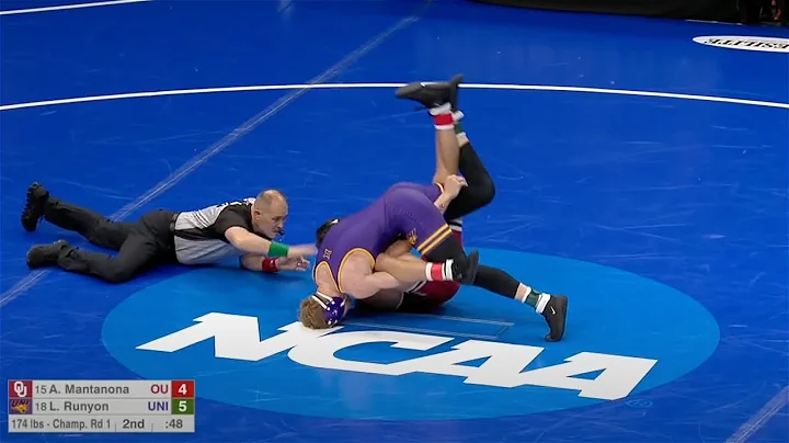 174lbs Lance Runyon (UNI) fall Anthony Mantanona (...