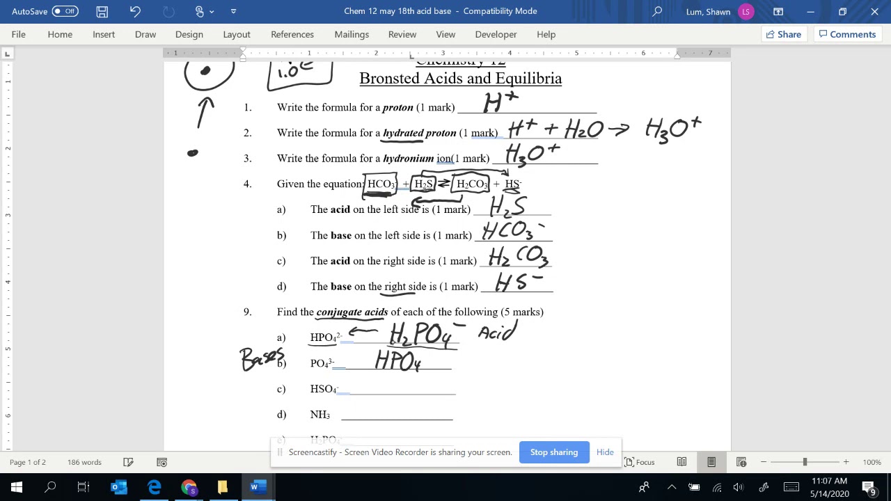 chem-12-bronsted-lowry-worksheet-answer-key-youtube