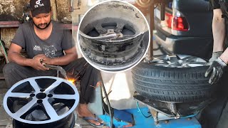 How to Repair a Cracked Alloy Wheel || How to Fix Alloy Wheel Bent || Car Alloy Wheel Restoration
