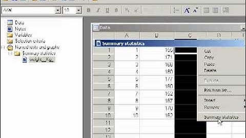 Summary statistics Medcalc