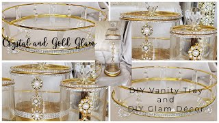 DIY Glam Crystal and Gold Decorative Tray and DIY Glam Home Décor | 2022 Glam Home Décor Ideas