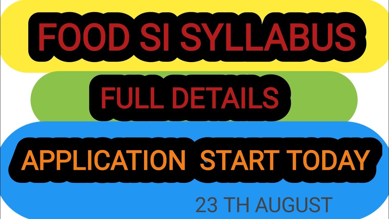 Food si syllabus full details | SI FOOD SYLLABUS 2023 | LATEST FOOD SUPPLY SYLLABUS DETAILS 2023