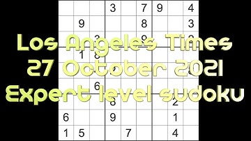 Sudoku solution Los Angeles Times sudoku 27 October 2021 Expert level