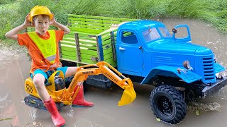 RC Car Stuck in the Mud Darius Helped with the Excavator Toy screenshot 4