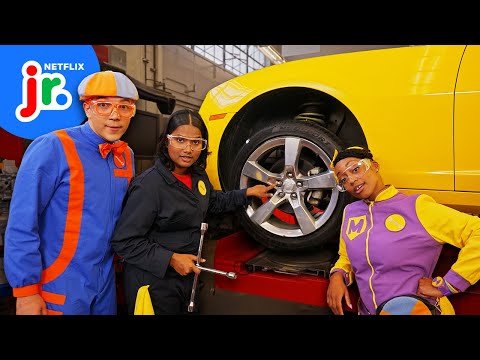 Mechanic Blippi Fixes a Flat Tire 🚗🛠️ Blippi's Job Show | Netflix Jr