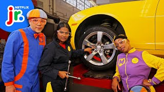 mechanic blippi fixes flat tire blippi s job show netflix