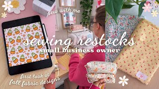 Sewing Small Business Restocks 🌼 creating pencil cases, book sleeves, & fall fabric illustrations