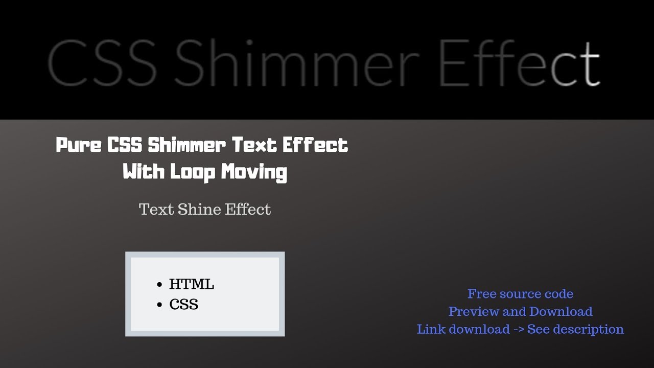 Pure CSS Shimmer Text Effect With Loop Moving | Text Shine Effect - YouTube