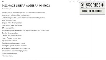 Linear Algebra | Important Concepts | MMT002