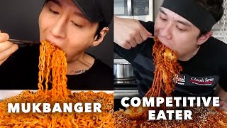 MUKBANGERS vs. COMPETITIVE EATERS doing food challenges 👀