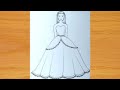 How to draw a girl with beautiful dress ||Barbie Drawing ||Easy girl drawing for beginners