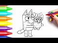 Bluey Drawing and Coloring for Kids 💙 | Easy Cartoon Drawing
