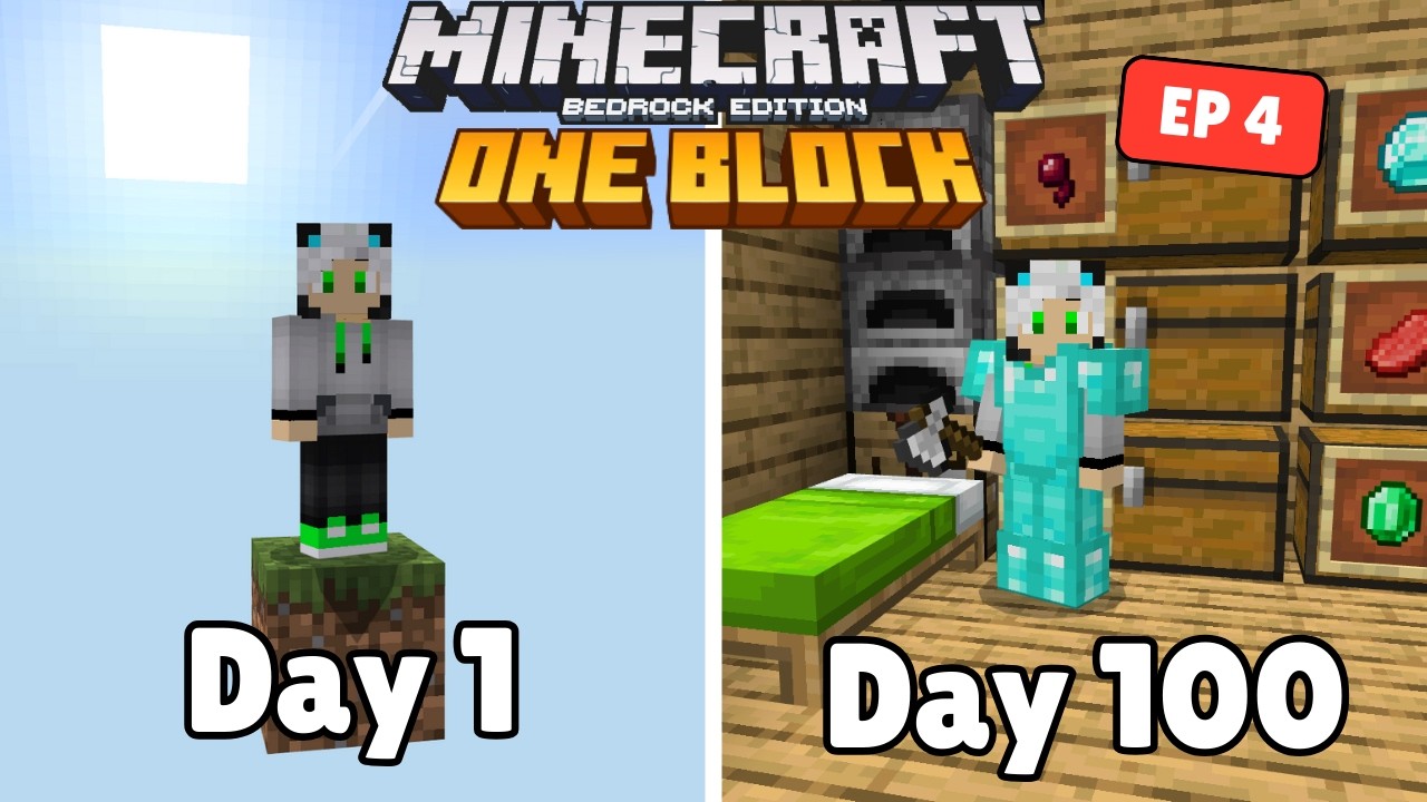 100 Days on ONE BLOCK in Minecraft | Ep. 4 - YouTube