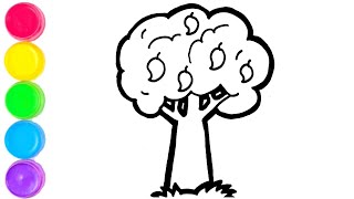 How To Draw A Mango Tree Easy Step By Step Drawing Video For Kids.easy Mango Tree Drawing For Kids.