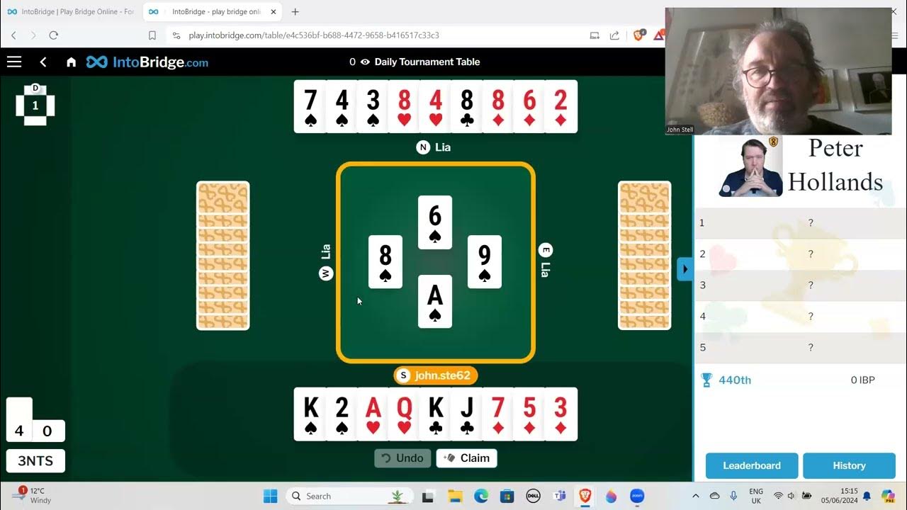 Me versus a top bridge player peter hollands 5th june 2024 youtube
