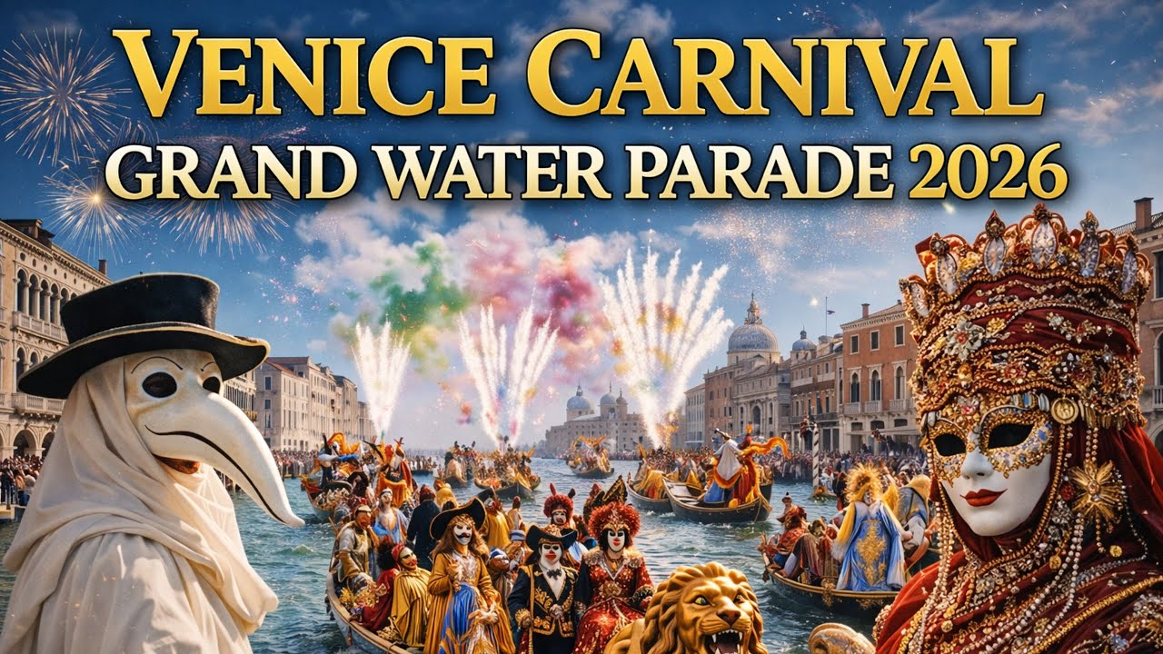 VENICE CARNIVAL BOAT PARADE 2026 | Grand Canal Fireworks, Gondolas & Epic Water Festival