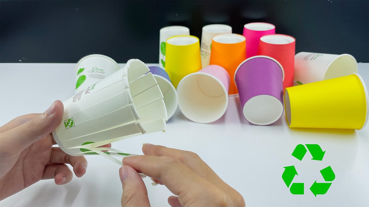 I made a stunning basket out of paper cups @CreativeTH1 - YouTube