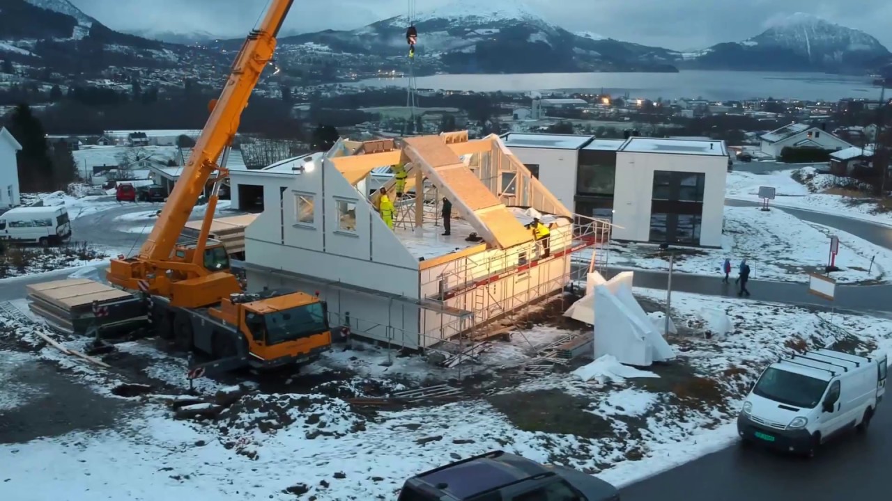 Modular house montage - drone video - YouTube