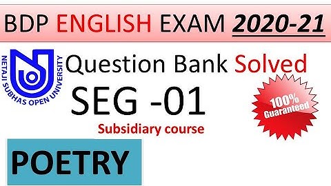 NSOU SEG -01 poetry question bank answer solve ll 2020-21