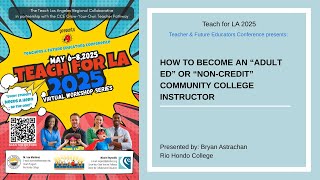 How to Become an "Adult Ed" or "Non-Credit" Community College Instructor