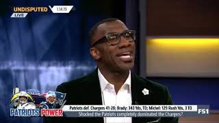 Skip and Shannon REACT to Skip Bayless Patriots def. Chargers 41-28; Brady: 343 Yds, TD - UNDISPUTED
