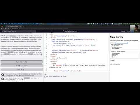 freeCodeCamp: Use tabindex
