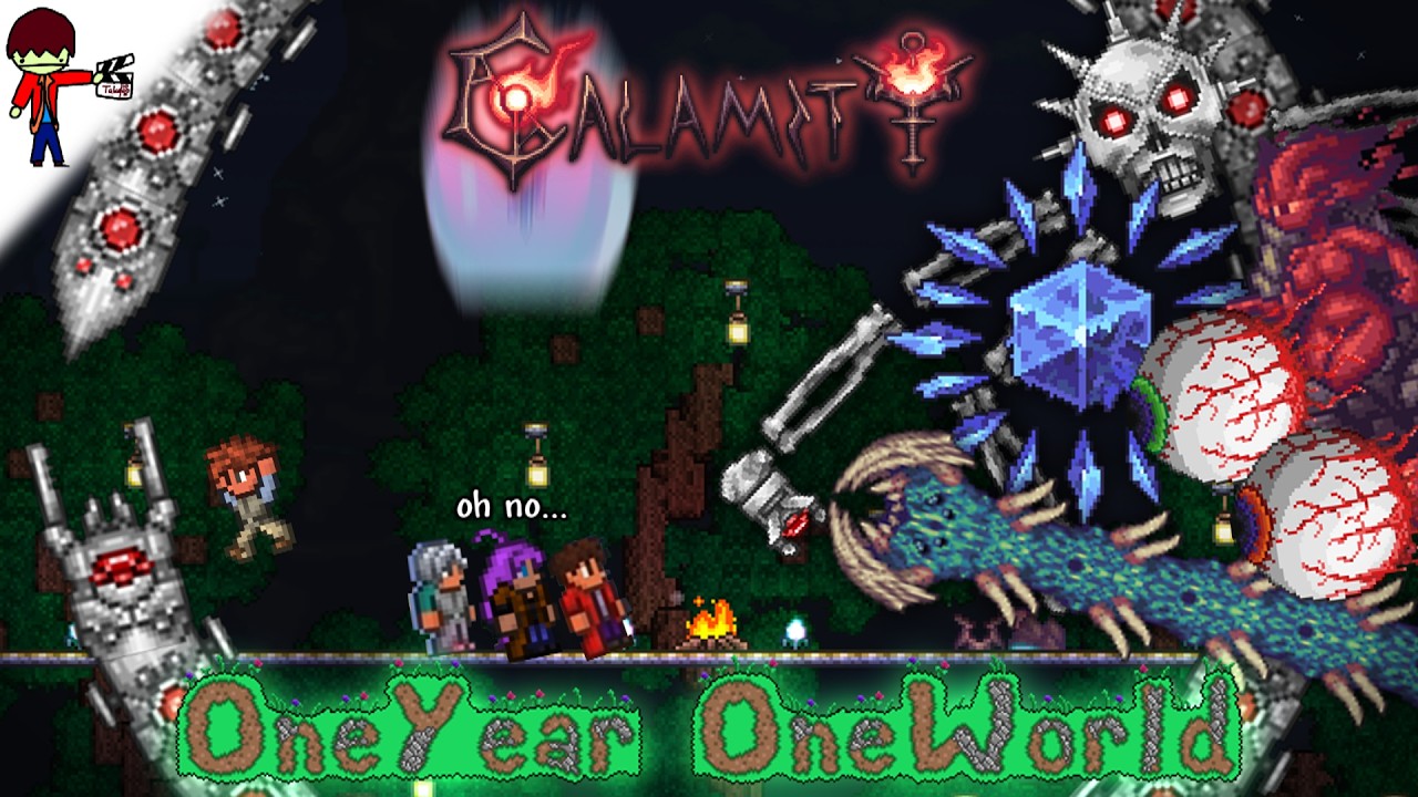 5 Terrarians VS the wonderful world of Calamity Hardmode | Calamity One Year One World part 2