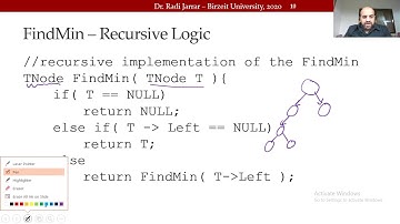 COMP2321   Binary Search Trees 4   Find Min and Find Max  Dr  Radi Jarrar
