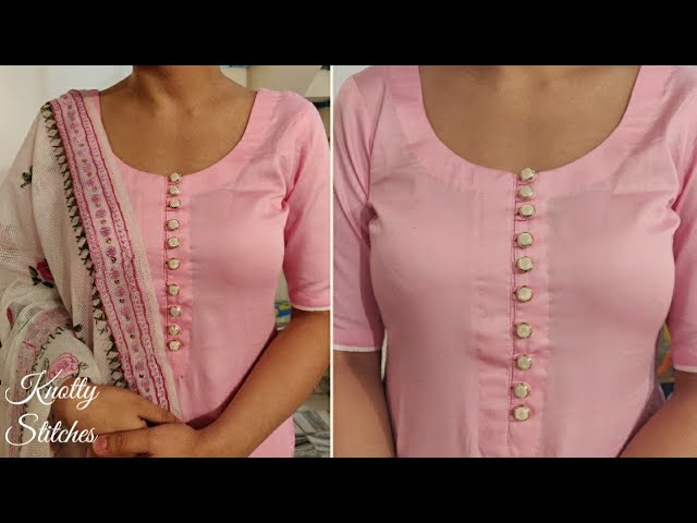 Buttons neck design with lace for kurti. Suit neck design. Beautiful gota  patti kurti neck design. | design, Kurti top, gota work, suit | Buttons  neck design with lace for kurti. Suit