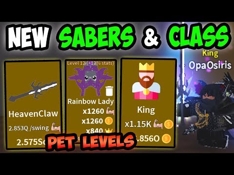 New Best Sabers King Class Pet Levels Roblox Saber Simulator Youtube - getting new best sabers pets op stats roblox saber