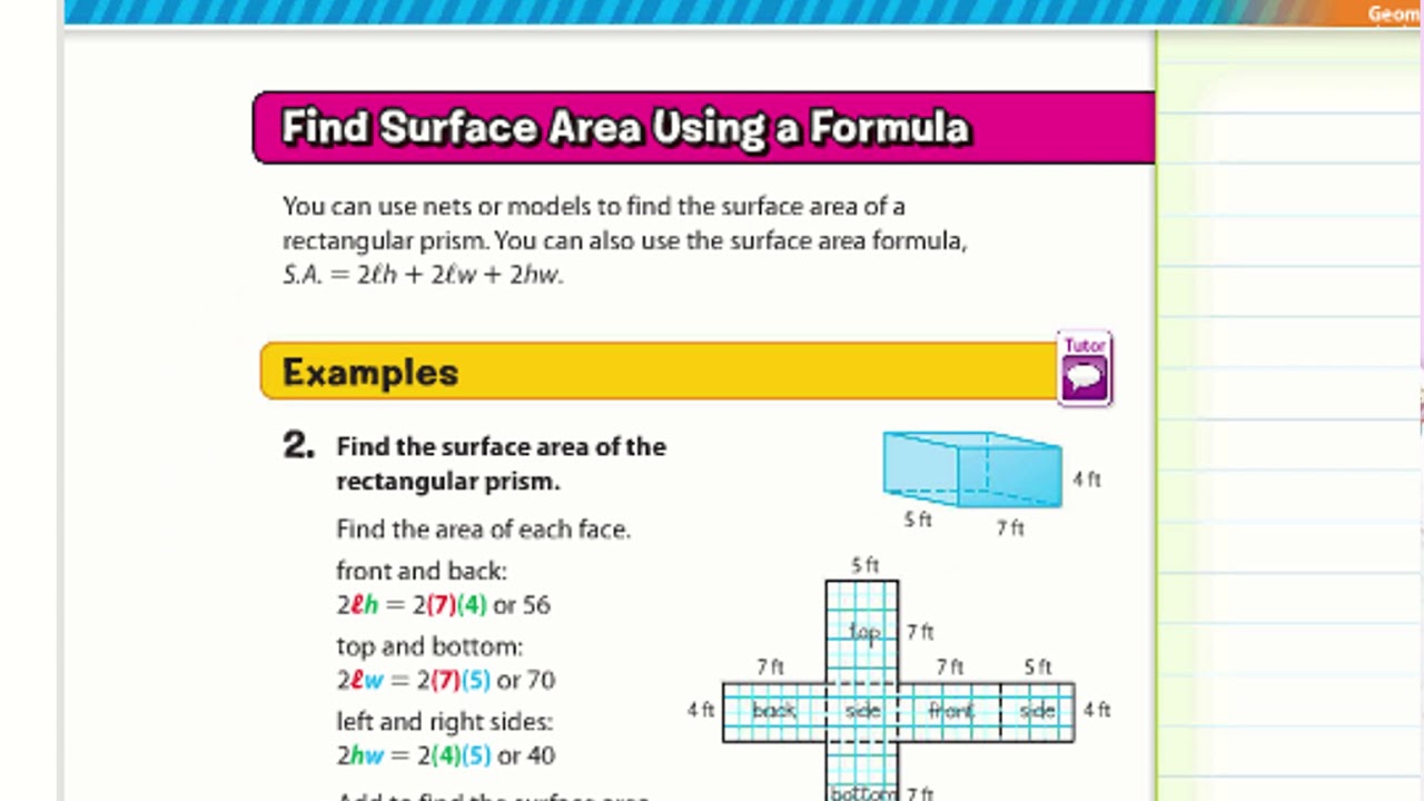 6th Grade Chapter 10 Lesson 3: Surface Area - YouTube