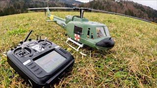 BELL UH1 Huey from Fly Wing  Maiden Flight  Cold & Windy Conditions