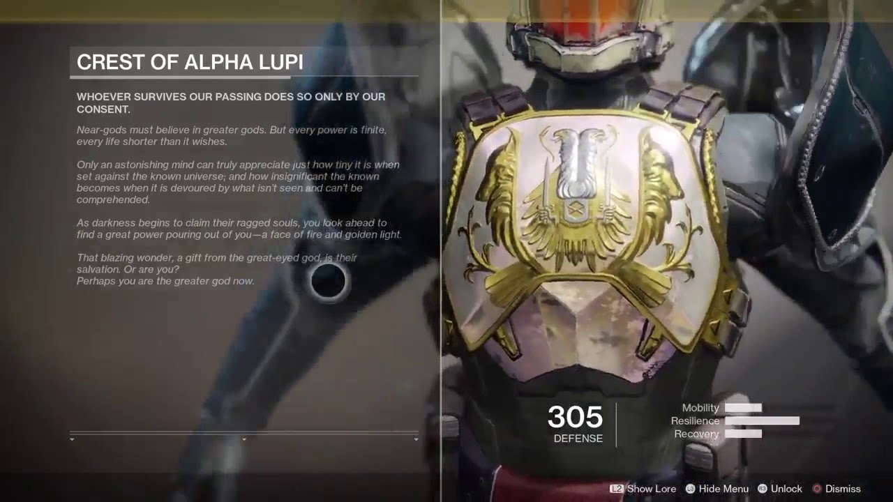 Crest Of Alpha Lupi Lore Exotic Titan Chest Armour (Destiny 2) YouTube