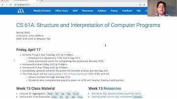 61A Spring 2020 Lecture 33 Video 1