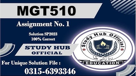 MGT510 assignment 1 solution sp2023 mgt510