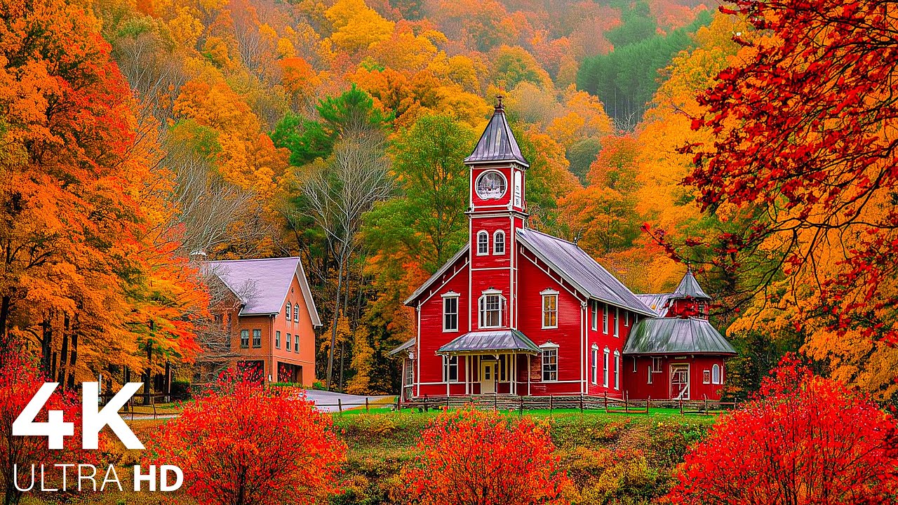 Смотреть «Vermont in Autumn 4K UHD 🍂 Stunning Fall Foliage, Scenic Mountains, and Peaceful Countryside» на YouTube