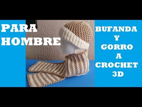 Bufanda a Crochet - conjunto HOMBRE 🧣🧣🧣🧢🧢🧢 - YouTube