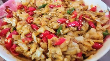 U Achar lungsiej ba sat bad lam jew. Kumno ban shet? Hot & Sour Bamboo Shoot Pickle.