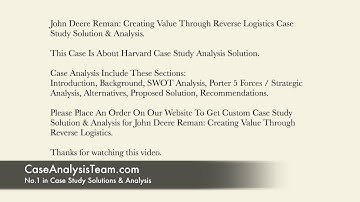 John Deere Reman Creating Value Through Reverse Logistics Case Study Solution & Analysis