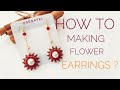 Peyote incili Çiçek Küpe Yapımı.  Stylish flower earrings making. DIY bead earrings idea.