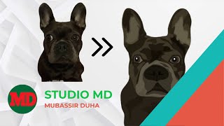 Fastest technique to make a vector art of a pet (dog) portrait