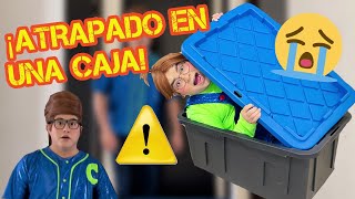 MEME ESTÁ ATRAPADO EN UNA CAJA / LA CAJA SE CAYÓ POR LAS ESCALERAS / NO PUEDO SALIR