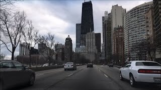 driving into downtown lake shore drive north to south chicago illinois