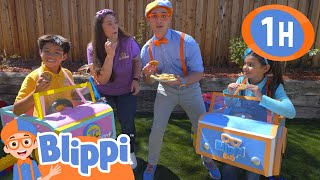 blippi makes race cars toys colors 1 hour vehicles color