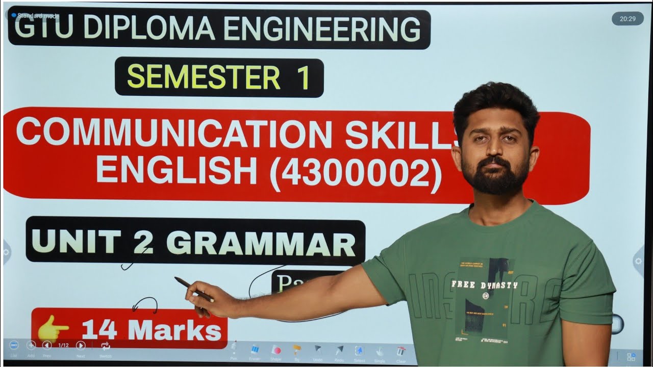 COMMUNICATION SKILLS IN ENGLISH (4300002) | UNIT 2 GRAMMAR | PART 2 | GTU DIPLOMA ENGINEERING SEM 1
