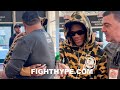 DEVIN HANEY HUGS GEORGE KAMBOSOS DAD; REUNITE MOMENTS BEFORE WEIGH-IN VS. LOMACHENKO