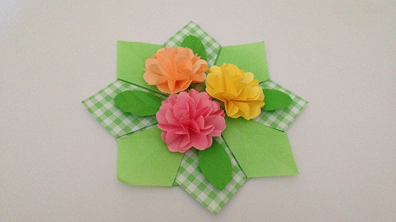 折り紙 花 壁飾り テーブル飾りの簡単な作り方 Niceno1 Origami Flower Ornament Tutorial Youtube